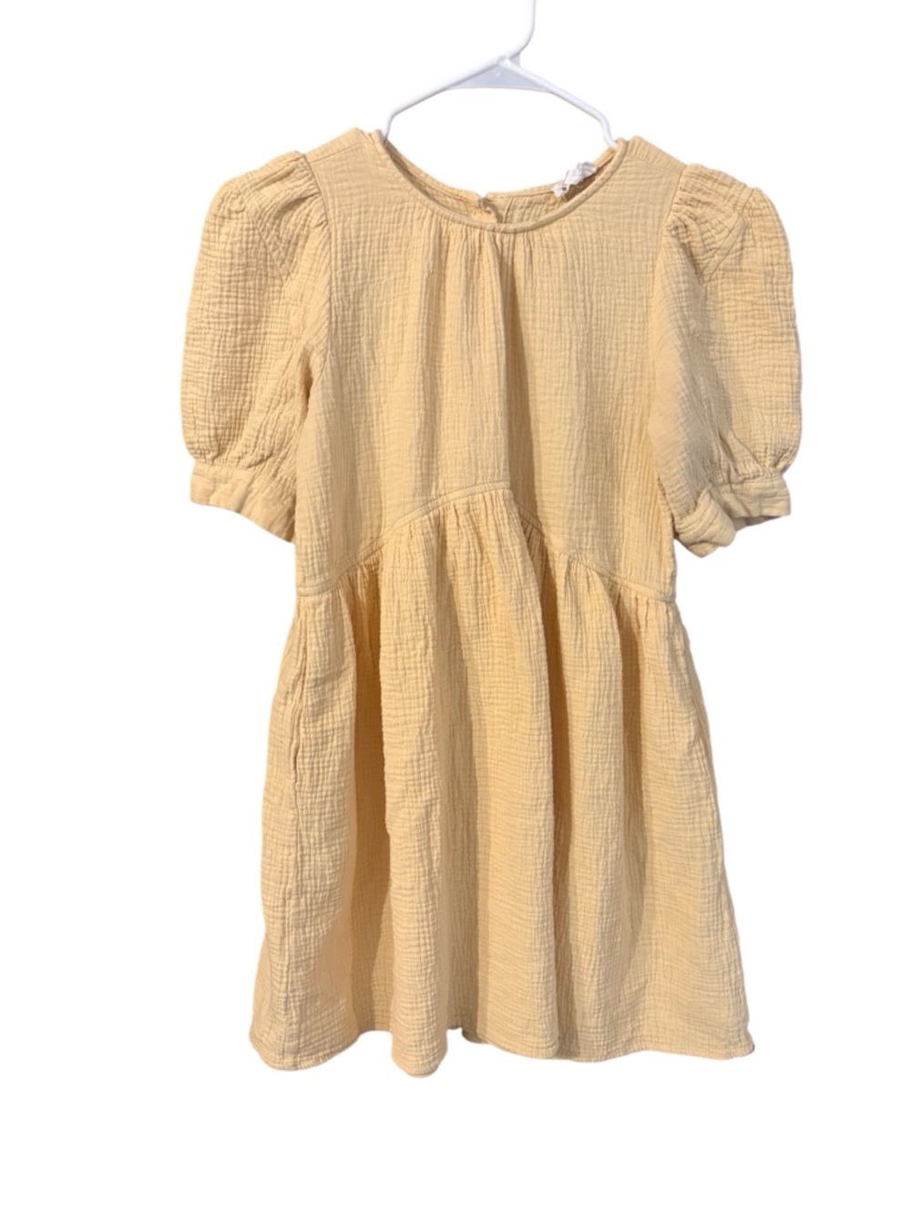 &merci Women’s Puff-Sleeve Mini Baby Doll Dress in Soft Yellow